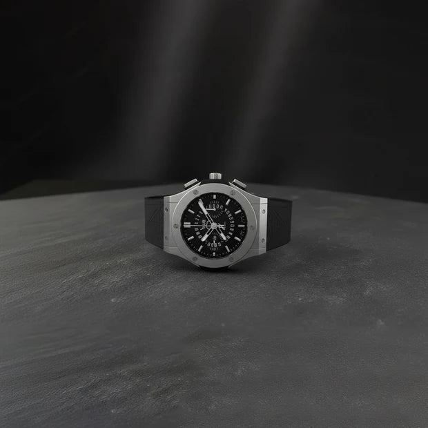 Signature Series: Elegant Black Leather Chronograph