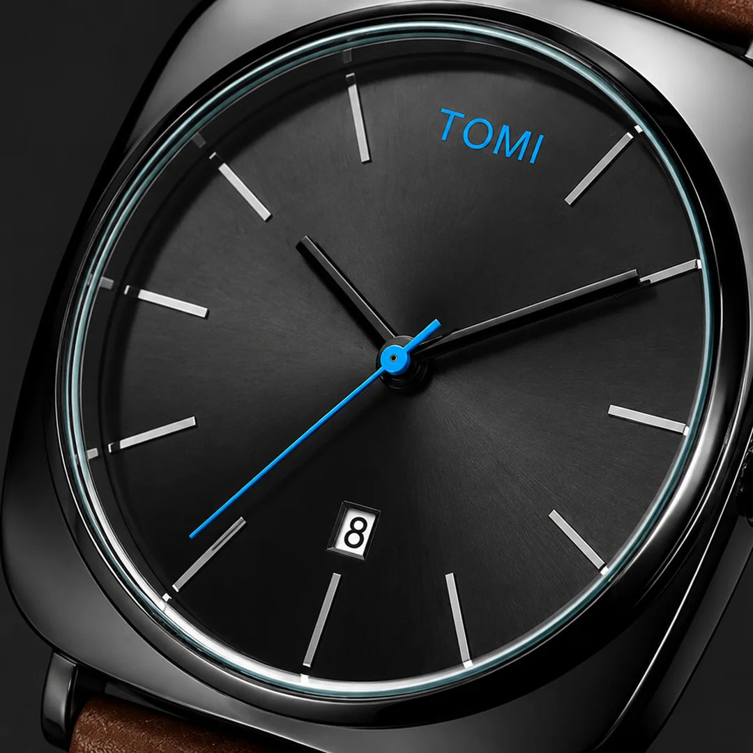 TOMI T-084 Men’s Quartz Watch – Elegance with Date Display & Leather Band