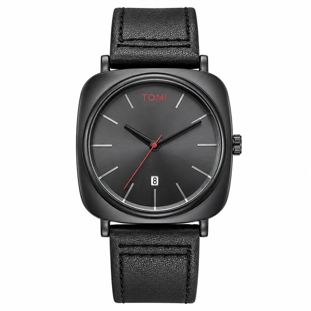 TOMI T-084 Men’s Quartz Watch – Elegance with Date Display & Leather Band