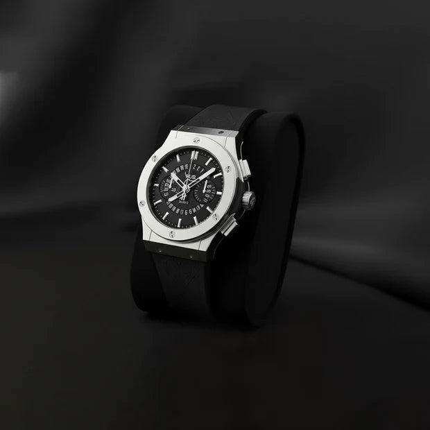 Signature Series: Elegant Black Leather Chronograph